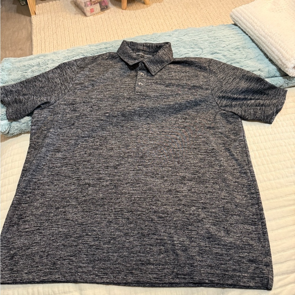 Men’s Johnston & Murphy Heathered Charcoal Polo Shirt Size XL